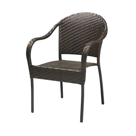 Patio Resin Outdoor Wicker Arm Chair Dark Brown Color (Set of Two ...