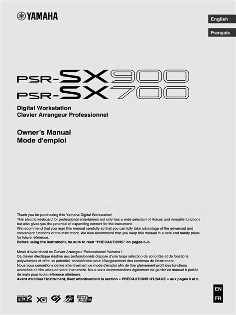 Yamaha psr-sx700, psr-sx900 Keyboard User Manual | PDF