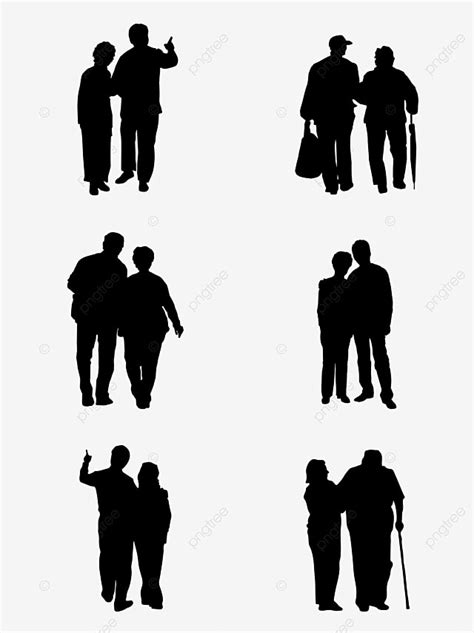 Commercial Vector Character Old Couple Silhouette, Commercial, Vector, Person PNG Transparent ...