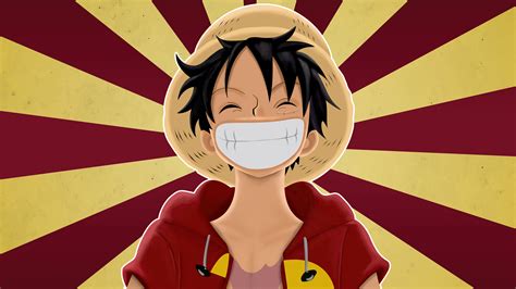 One Piece Anime Smiling Monkey D Luffy Straw Hat Anime Boys Closed Eyes ...