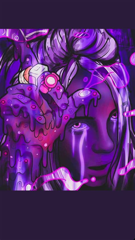 Download Billie Eilish Purple Drippy Art Wallpaper | Wallpapers.com
