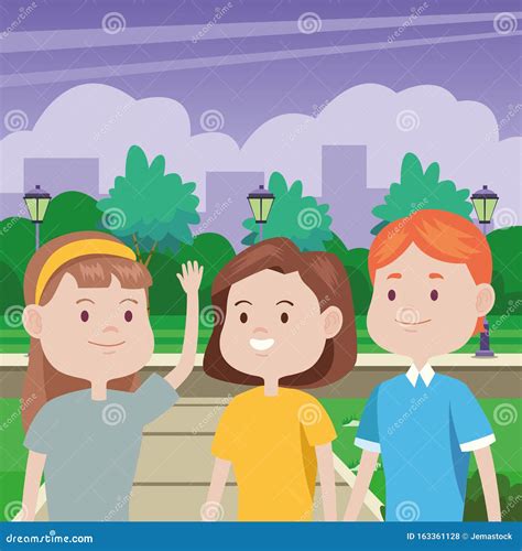 Young People Characters in the Park Stock Vector - Illustration of ...