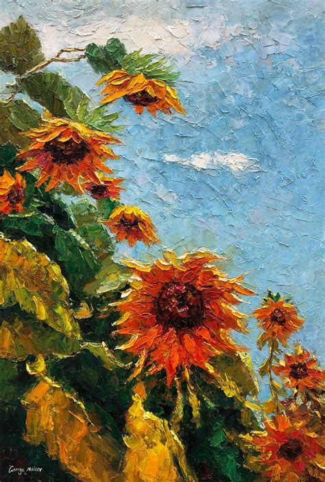 Original Art Floral Painting Sunflower Oil Painting Large | Etsy