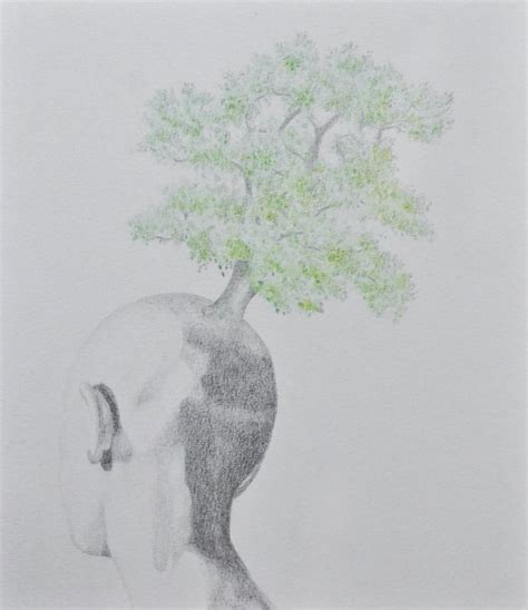 Archival Art Print, Head Growing Tree, Surreal Artwork, Pencil Illustration - Etsy