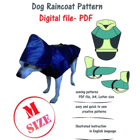 Medium Dog Raincoat Sewing Pattern Digital File Dog Coat - Etsy