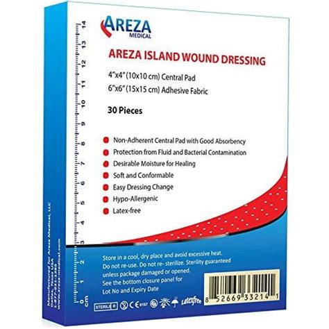 Bordered Gauze Island Dressing 6" x 6" Sterile Latex Free 30 Per Box ...