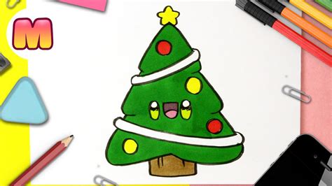 COMO DIBUJAR UN ARBOL DE NAVIDAD KAWAII Dibujos de navidad fáciles Dibuja de una manera fácil