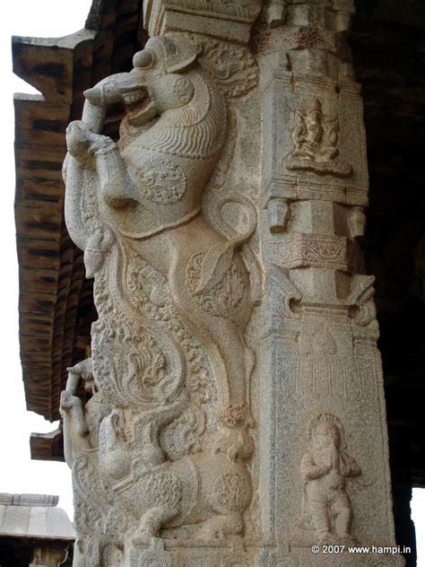 The characteristic 'Yali' image carved on a composite pillar.