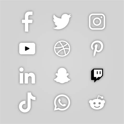 Premium Vector | Social Media Logos White With Shadows