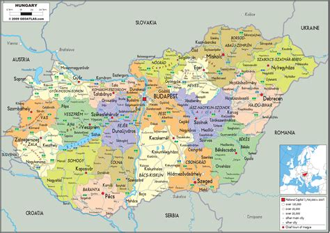 Hungary Political Wall Map by GraphiOgre - MapSales