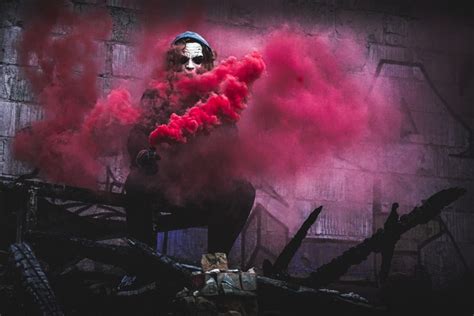 6000x4000 coloured smoke, wall, man, flare, city, mask, pink, smoke photography, urban, smoke ...