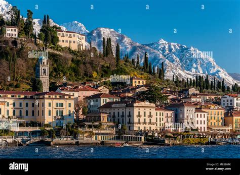 Winter view of the pretty lake town of Bellagio, Lake Como, Lombardy ...