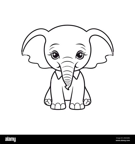 Cute Baby Elephant Outline Sketch Vector Hand Drawn Linear | The Best ...