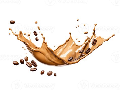 Coffee splash with coffee beans isolated on transparent background, png 25222274 PNG