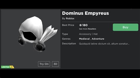 HOW TO GET DOMINUS EMPYREUS FOR 180 ROBUX ON ROBLOX! - YouTube