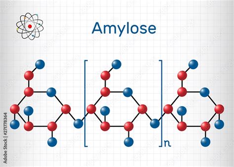 Obraz na płótnie Amylose molecule. It is a polysaccharide and one of the two components of ...