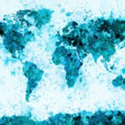 World Map Paint Splashes Blue Digital Art by Michael Tompsett - Fine Art America