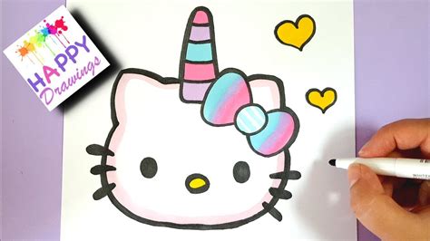 HOW TO DRAW CUTE UNICORN HELLO KITTY EMOJI EASY - YouTube