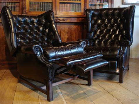 SOLD/20C RECLINING LEATHER LIBRARY CHAIRS - Antique SOLD GALLERY