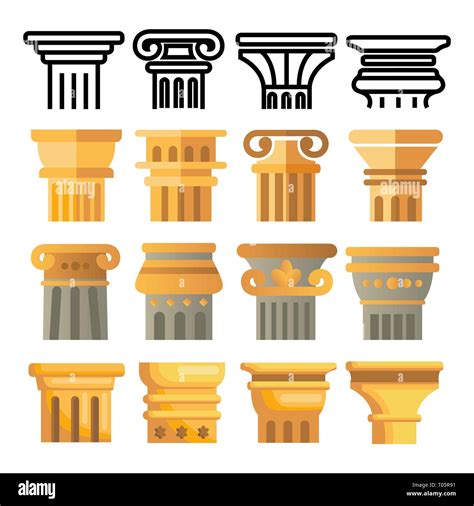 Ancient Column Icon Set Vector. Architecture Roman Symbol. Ancient Pillar. Greece Building. Rome ...