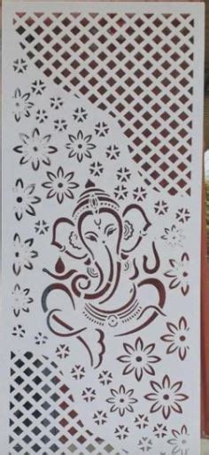 cnc laser cut ganesha with flower squre plate dxf/svg design – Makerbhawan