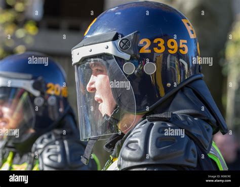 A Demonstration to the public of riot police tactics at a police open ...