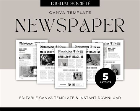 Editable Newspaper Canva Template - Etsy