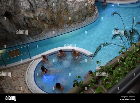 Miskolc, Hungary 12th, Nov. 2015 People enjoy stay at Miskolc Tapolca Barlangfurdo Cave Bath ...