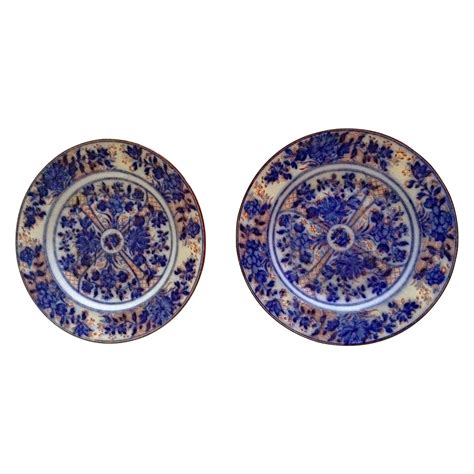 19th C Wedgwood Flow Blue Plates - Pair of 2 | Chairish