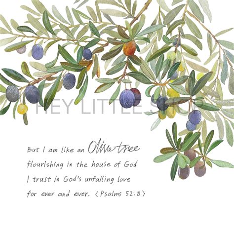 Olive tree printable Bible verse Psalm 52:8 watercolor | Etsy
