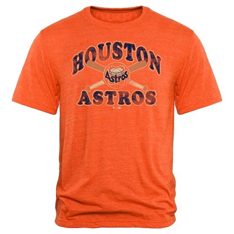 Men's Houston Astros Orange Cooperstown Bats Tri-Blend T-Shirt ...