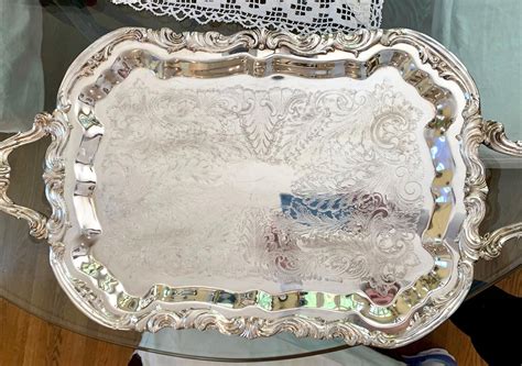 Silver Butlers Tray Vintage Footed Silver Plate Serving Tray | Etsy Butler Tray, Cabriole ...