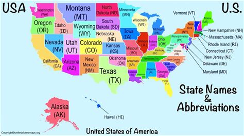 US Map with Abbreviations | Map of US State Abbreviations