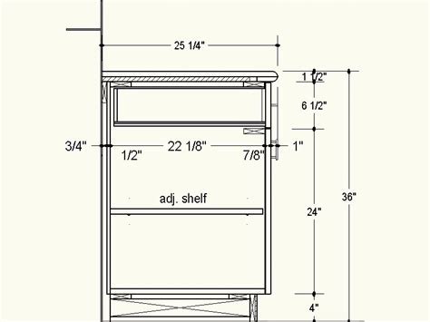 a drawing of a shelf with measurements