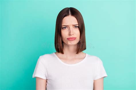 Photo of Unhappy Upset Young Woman Bad Mood Negative Emotion Isolated on Pastel Teal Color ...