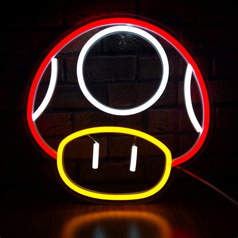 Buy Game LED Neon Light Sign for Game Room Decor Super Mushroom NPC ...