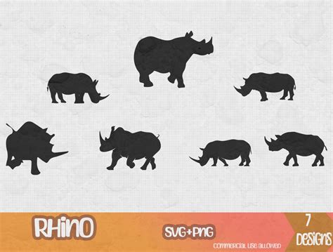 Rhino Svg Bundle, Rhino Cut Files, Svg Filesrhino Clipart, Animal Svg, Zoo Svg, Safari Svg ...