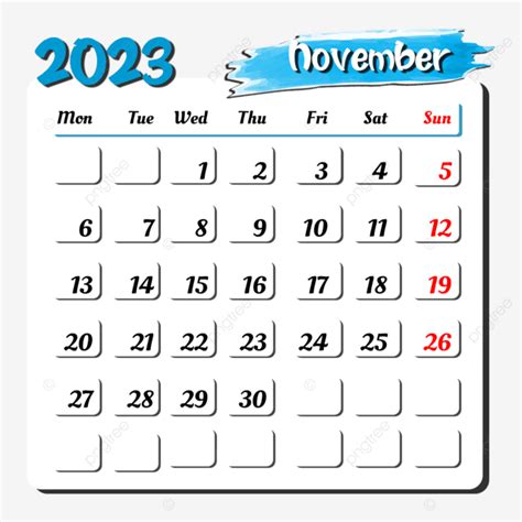 Kalender PNG Image, Kalender Bulan November, November, November 2023, Kalender November 2023 PNG ...