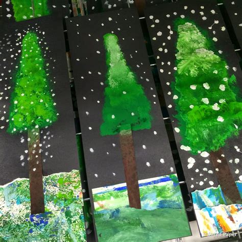 PAINTED PAPER: Alpine Trees | Christmas art projects, School art projects, Christmas art