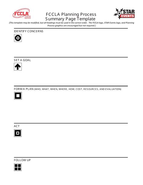 Planning Process Summary Page Template - Fccla Download Printable PDF ...