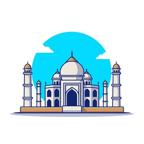 Taj Mahal Cartoon Vector Icon Illustration. Famous Building Traveling ...