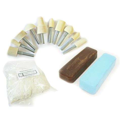 Metal polishing kit with felt bobs and compound