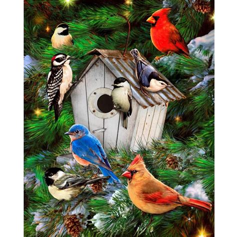 Bird Houses and Pines Digitally Printed Fabric Panel - Walmart.com ...