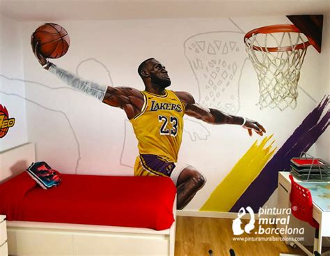 MURAL GRAFFITI LEBRON JAMES NBA - PINTURA MURAL BARCELONA® [ Mateo Lara ]