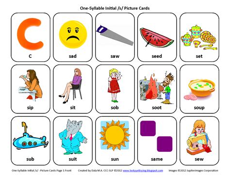 Testy yet trying: Initial S: Free Speech Therapy Articulation Picture Cards