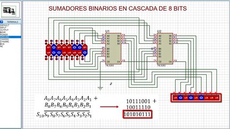 SUMADOR PARALELO 74LS283 CONECTADO EN CASCADA PARA 8 BITS / PROTEUS ...