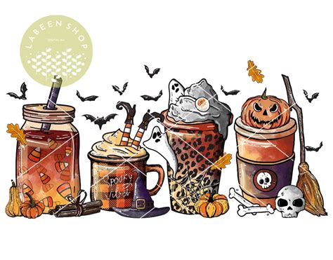 Halloween Drinking Png Halloween PNG Holiday Coffee Drinking - Etsy