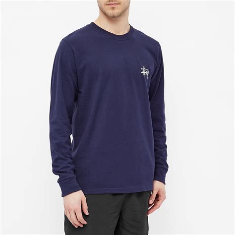 Stussy Long Sleeve Basic Stussy Tee Navy | END. (UK)