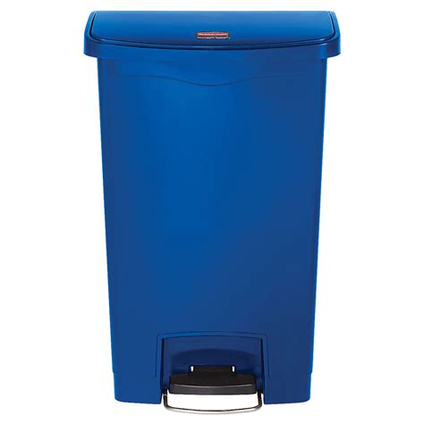 Rubbermaid 1883593 Slim Jim Resin Blue Front Step-On Trash Can - 13 Gallon