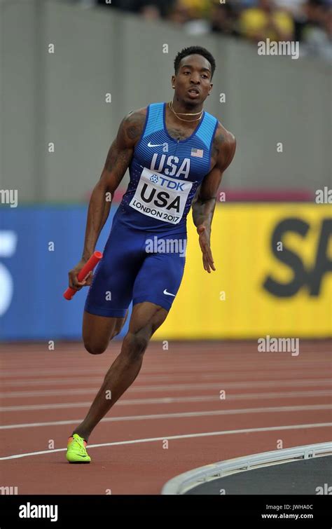 Lonodn, UK. 12 Aug, 2017. Michael Cherry (USA) in the mens 4 x 400m relay. IAAF world athletics ...